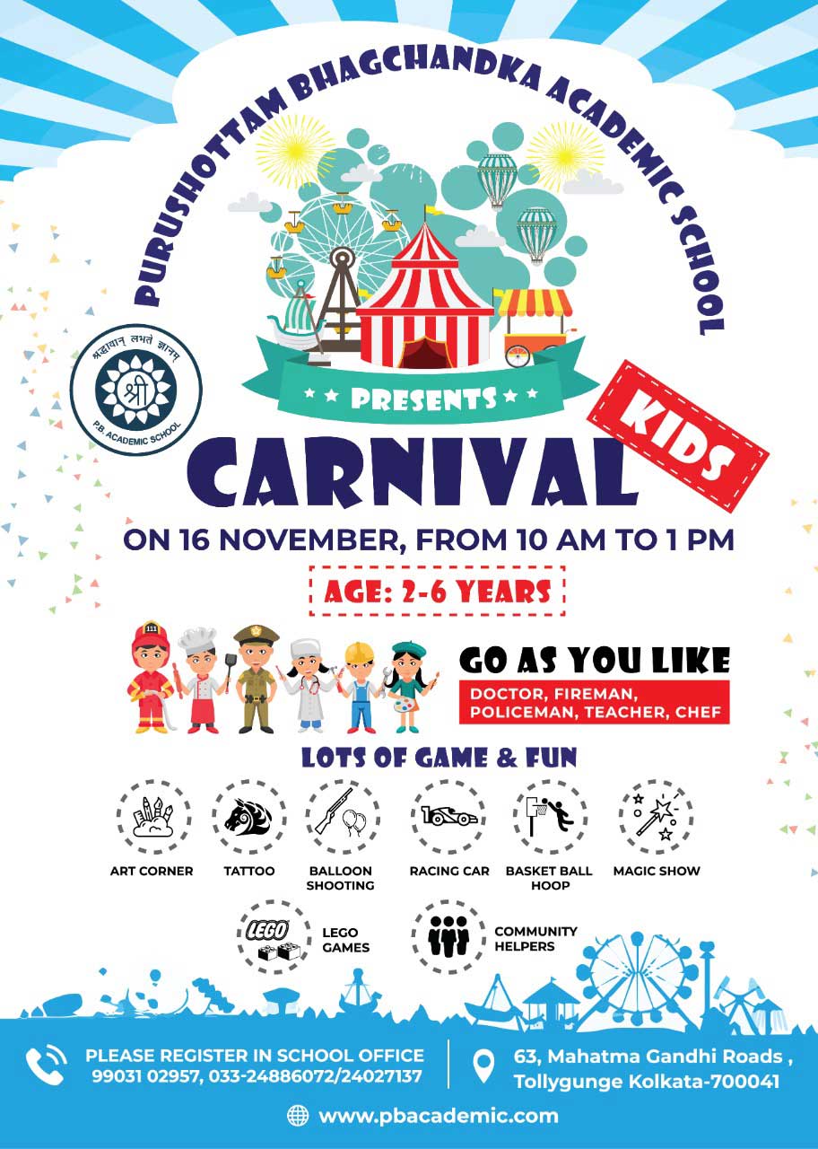 Kids Carnival On 16th November Purushottam Bhagchandka Academic School